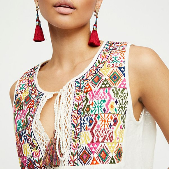 Free People Tops - NWT Free People Embroided Detail Peasant Top